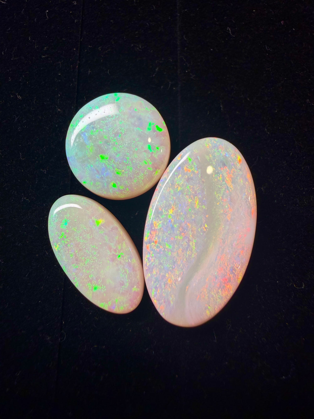 33ct Australian Crystal Opal Parcel – Olympic Field, Coober Pedy | 3 Finished Stones
