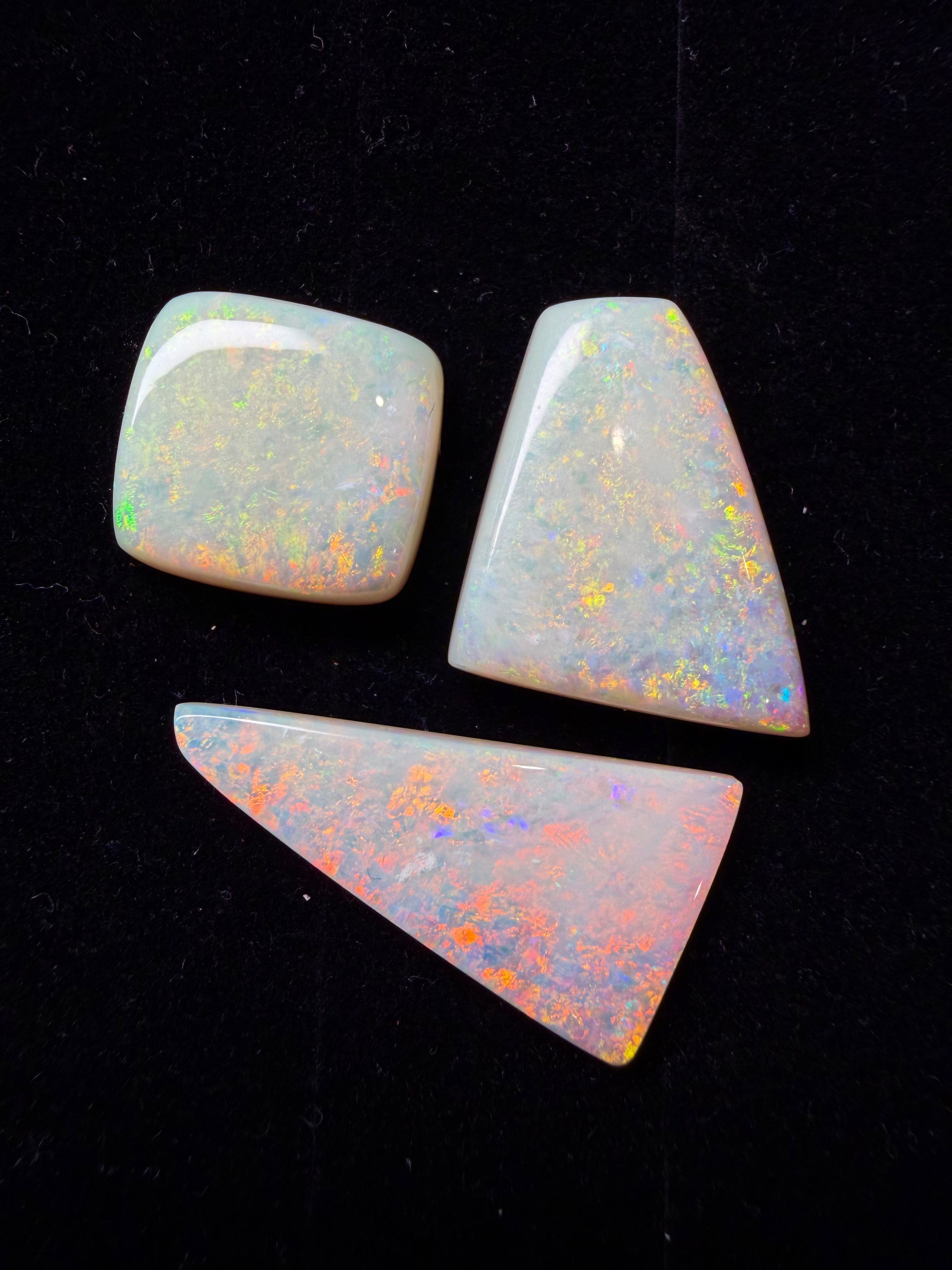 32.2ct Australian Crystal Opal Parcel – Olympic Field, Coober Pedy | 3 Finished Stones
