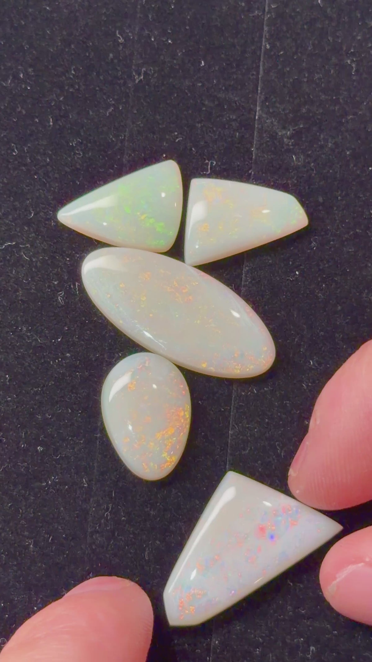 36.6ct Australian Crystal Opal Parcel – Olympic Field, Coober Pedy | 5 Finished Stones